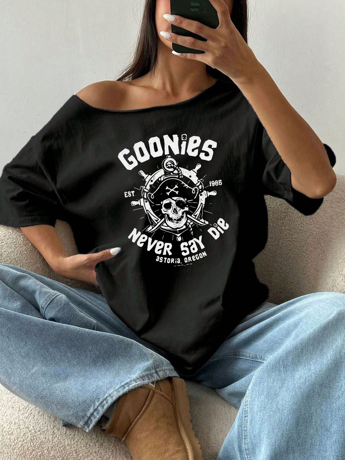 Blouse Off Shoulder - 100% Cotton Plus Size Skull Pirate