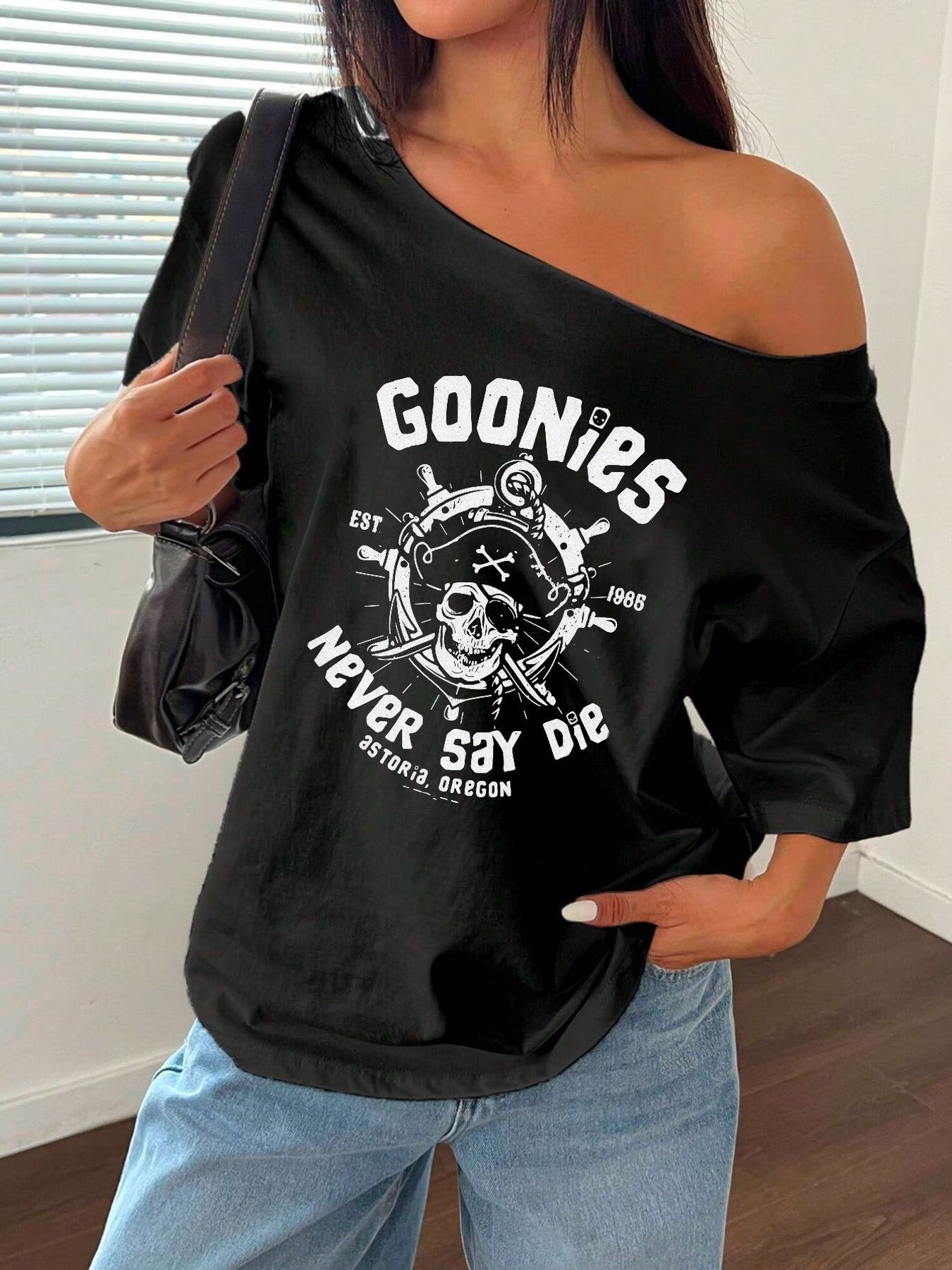 100% Cotton Plus Size Skull Pi - Blouse Off Shoulder ulasan dan harga