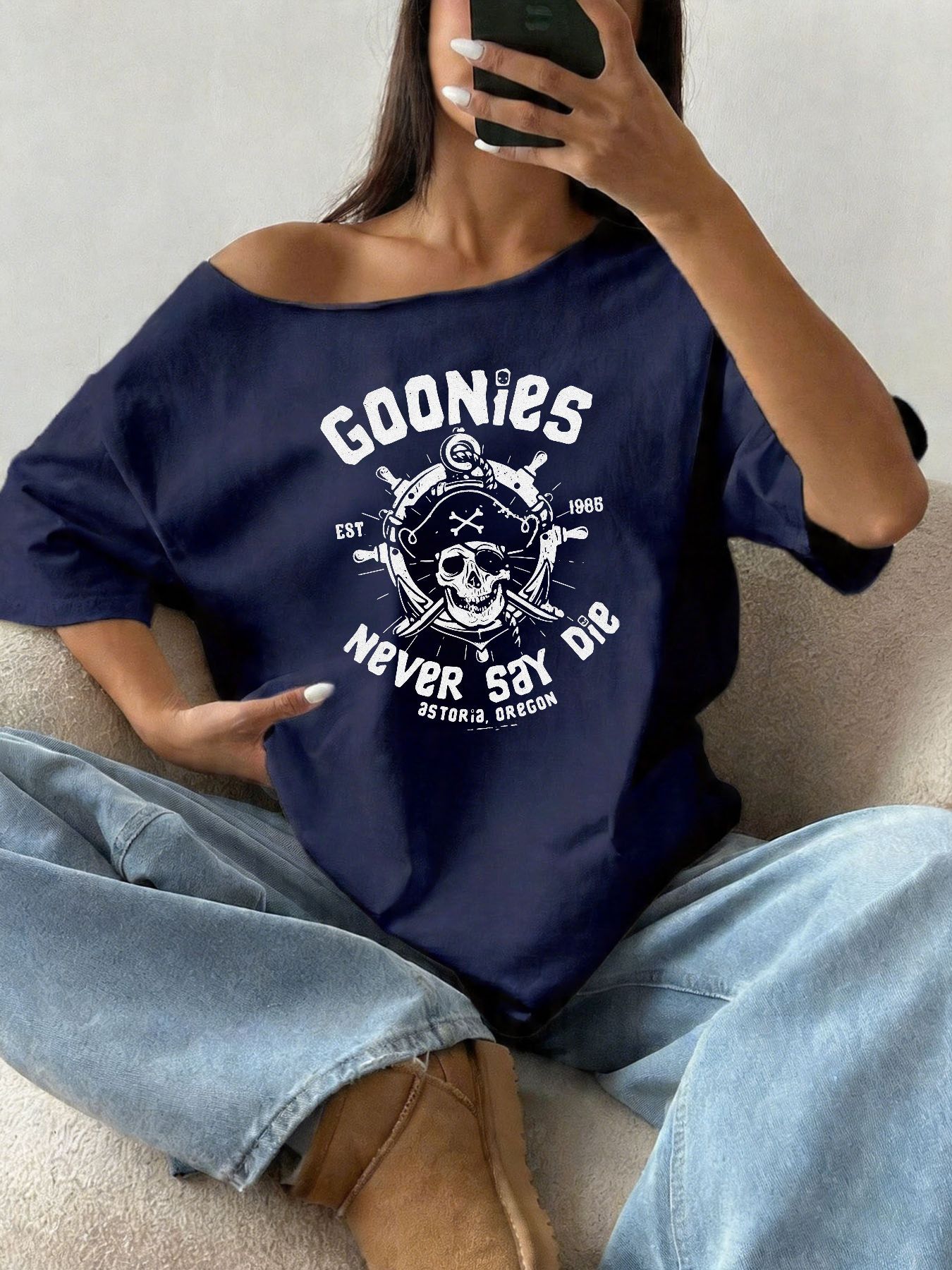 100% Cotton Plus Size Skull Pi - Blouse Off Shoulder ulasan dan harga