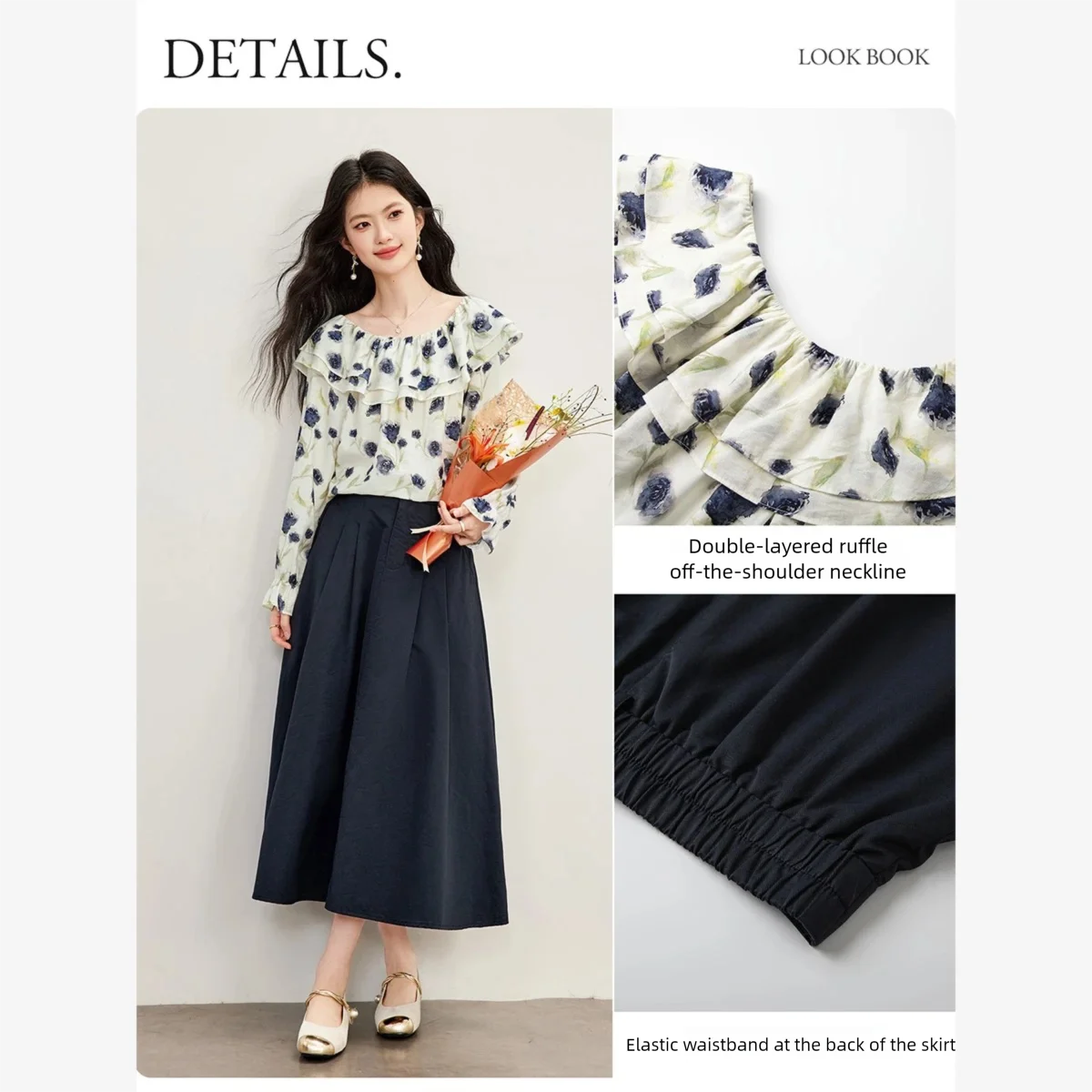 VIMLY Double Layer Ruffle Off  - Blouse Off Shoulder ulasan dan harga