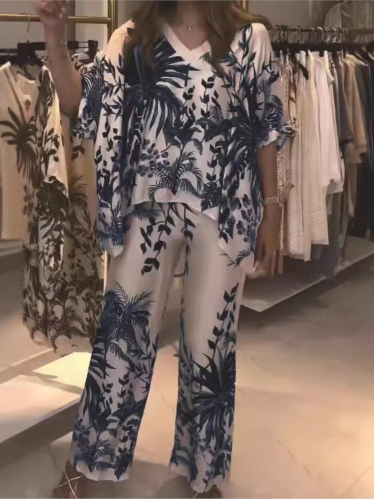 Elegant Two Piece Office Suit  - Romper Floral Print ulasan dan harga