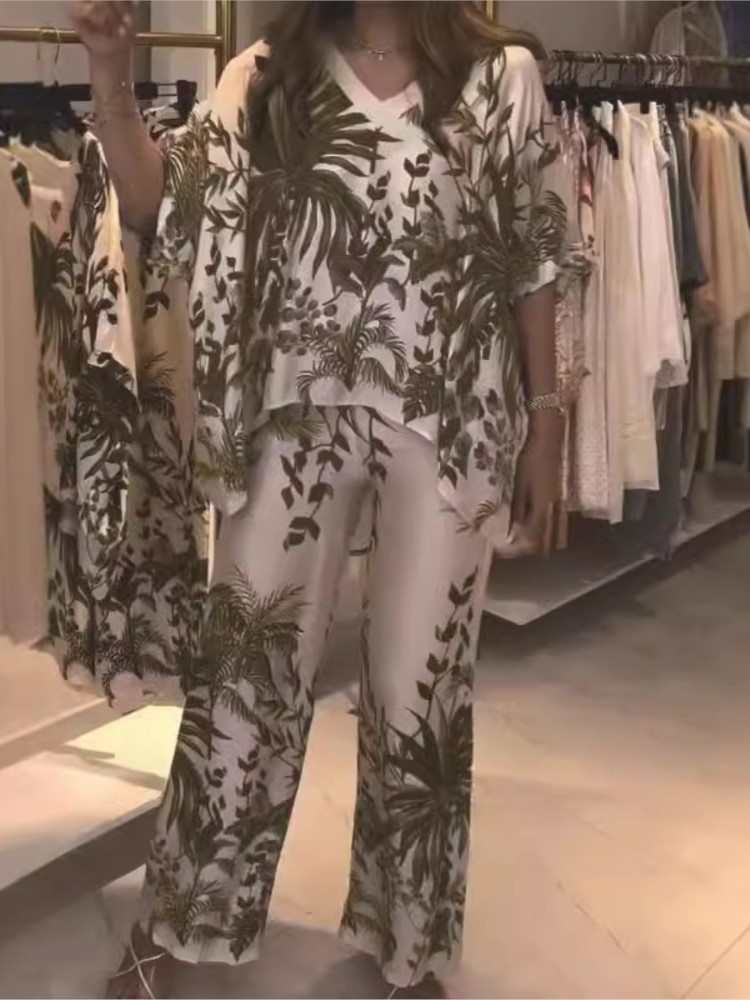 Elegant Two Piece Office Suit  - Romper Floral Print ulasan dan harga