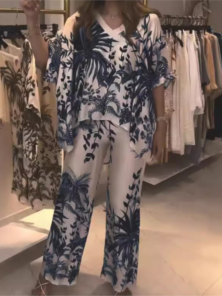 Elegant Two Piece Office Suit  - Romper Floral Print ulasan dan harga