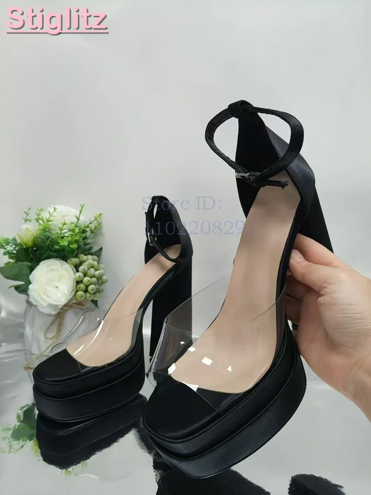 Light Blue Satin Chunky Heel S - Sandal Strappy Heeled ulasan dan harga